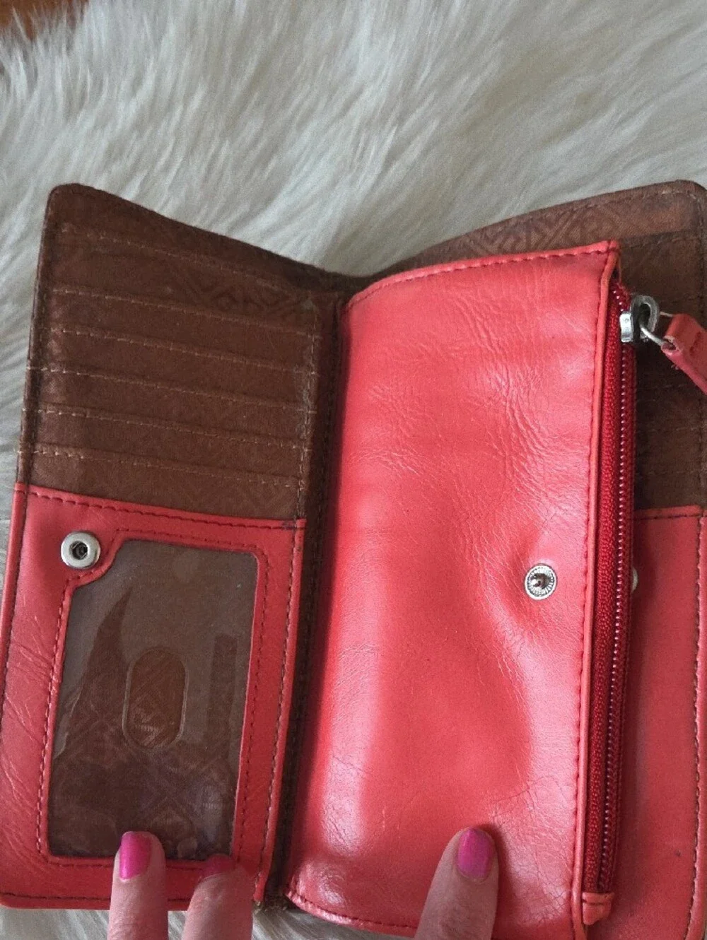 Relic Cognac Brown Zip-Around Wallet with Metal Logo